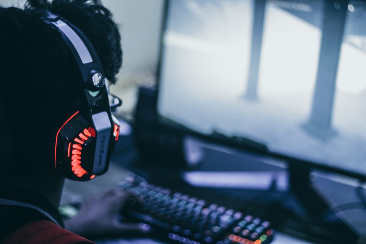 Man playing video game